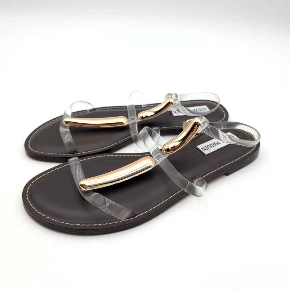 Steve Madden Alma Gladiator Sandal Buckle Strap Women's Clear Size US8M EU39